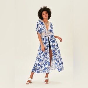Blue Floral Women's Swim Cover-Up